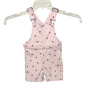 Primark Light‎ Pink Overalls with Red Hearts